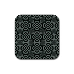 Geometric Pattern, Army Green And Black Lines, Regular Theme Rubber Coaster (square)  by Casemiro