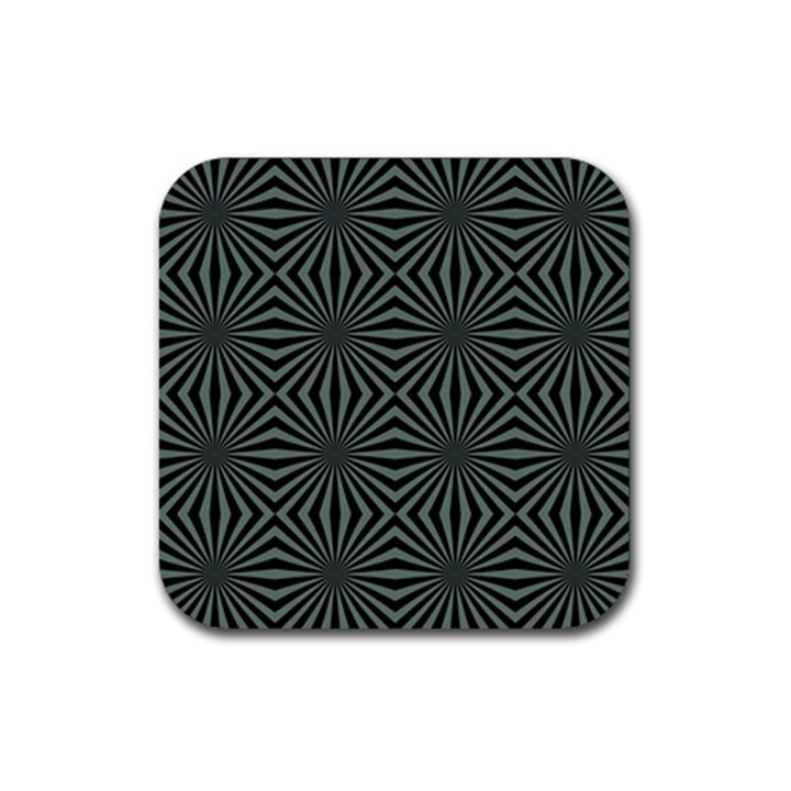 Geometric pattern, army green and black lines, regular theme Rubber Coaster (Square) 