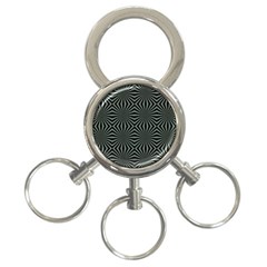 Geometric Pattern, Army Green And Black Lines, Regular Theme 3-ring Key Chain by Casemiro