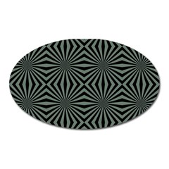 Geometric Pattern, Army Green And Black Lines, Regular Theme Oval Magnet by Casemiro