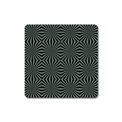 Geometric Pattern, Army Green And Black Lines, Regular Theme Square Magnet by Casemiro