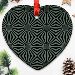 Geometric Pattern, Army Green And Black Lines, Regular Theme Heart Ornament (two Sides) by Casemiro