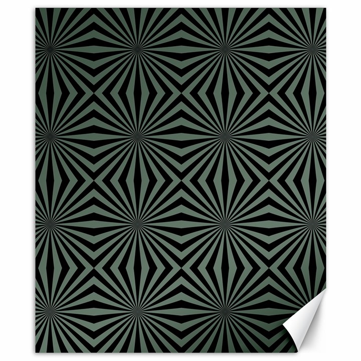 Geometric pattern, army green and black lines, regular theme Canvas 8  x 10 