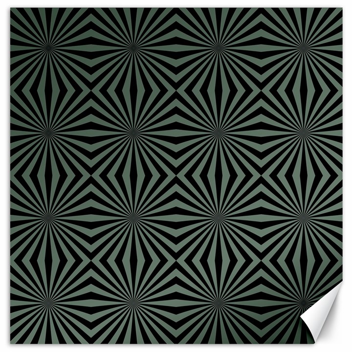 Geometric pattern, army green and black lines, regular theme Canvas 16  x 16 