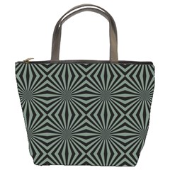 Geometric Pattern, Army Green And Black Lines, Regular Theme Bucket Bag by Casemiro