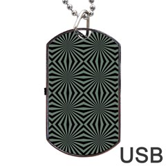 Geometric Pattern, Army Green And Black Lines, Regular Theme Dog Tag Usb Flash (one Side) by Casemiro