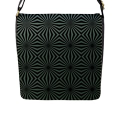 Geometric Pattern, Army Green And Black Lines, Regular Theme Flap Closure Messenger Bag (l) by Casemiro