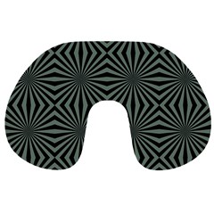 Geometric Pattern, Army Green And Black Lines, Regular Theme Travel Neck Pillow by Casemiro