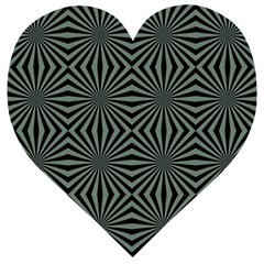 Geometric Pattern, Army Green And Black Lines, Regular Theme Wooden Puzzle Heart by Casemiro