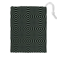 Geometric Pattern, Army Green And Black Lines, Regular Theme Drawstring Pouch (4xl) by Casemiro