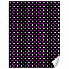 White And Pink Hearts At Black, Vector Handrawn Hearts Pattern Canvas 12  X 16  by Casemiro