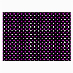 White And Pink Hearts At Black, Vector Handrawn Hearts Pattern Large Glasses Cloth by Casemiro