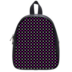 White And Pink Hearts At Black, Vector Handrawn Hearts Pattern School Bag (small) by Casemiro