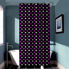 White And Pink Hearts At Black, Vector Handrawn Hearts Pattern Shower Curtain 36  X 72  (stall)  by Casemiro