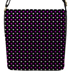 White And Pink Hearts At Black, Vector Handrawn Hearts Pattern Flap Closure Messenger Bag (s) by Casemiro