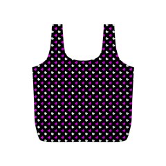 White And Pink Hearts At Black, Vector Handrawn Hearts Pattern Full Print Recycle Bag (s) by Casemiro