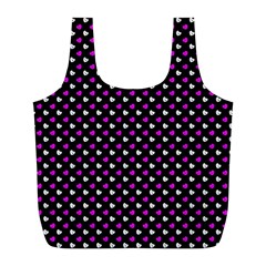 White And Pink Hearts At Black, Vector Handrawn Hearts Pattern Full Print Recycle Bag (l) by Casemiro