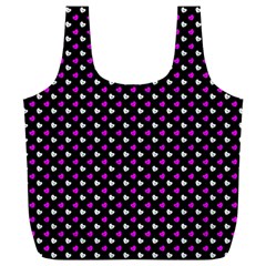 White And Pink Hearts At Black, Vector Handrawn Hearts Pattern Full Print Recycle Bag (xxxl) by Casemiro