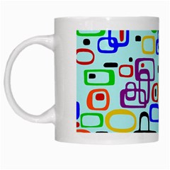 60 s Style Retro Pattern, Vintage Ovals At Pastel Blue White Mugs by Casemiro