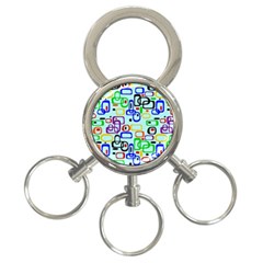 60 s Style Retro Pattern, Vintage Ovals At Pastel Blue 3-ring Key Chain by Casemiro