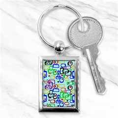 60 s Style Retro Pattern, Vintage Ovals At Pastel Blue Key Chain (rectangle) by Casemiro