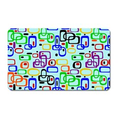 60 s Style Retro Pattern, Vintage Ovals At Pastel Blue Magnet (rectangular) by Casemiro