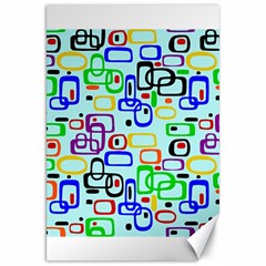 60 s Style Retro Pattern, Vintage Ovals At Pastel Blue Canvas 20  X 30 