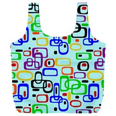 60 s Style Retro Pattern, Vintage Ovals At Pastel Blue Full Print Recycle Bag (xxxl)