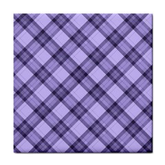 Pastel Purple And Steel Black Lines Pattern, Retro Tartan, Classic Plaid Tile Coaster by Casemiro