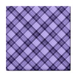 Pastel purple and steel black lines pattern, retro tartan, classic plaid Tile Coaster Front