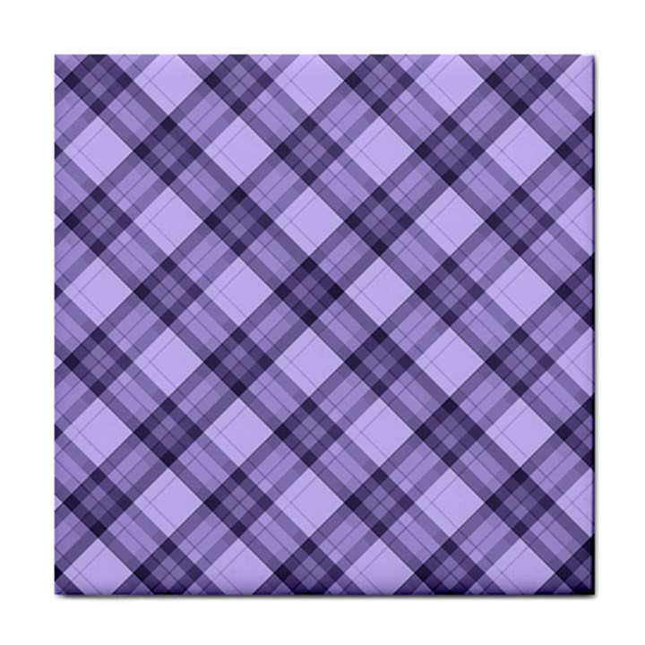 Pastel purple and steel black lines pattern, retro tartan, classic plaid Tile Coaster