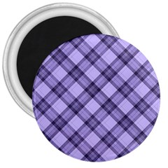 Pastel Purple And Steel Black Lines Pattern, Retro Tartan, Classic Plaid 3  Magnets by Casemiro