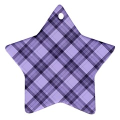 Pastel Purple And Steel Black Lines Pattern, Retro Tartan, Classic Plaid Ornament (star) by Casemiro