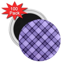 Pastel Purple And Steel Black Lines Pattern, Retro Tartan, Classic Plaid 2 25  Magnets (100 Pack)  by Casemiro