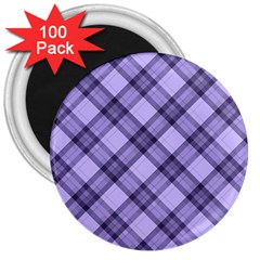 Pastel Purple And Steel Black Lines Pattern, Retro Tartan, Classic Plaid 3  Magnets (100 Pack) by Casemiro