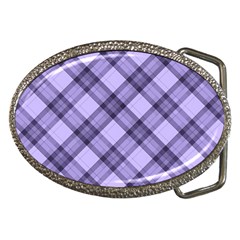 Pastel Purple And Steel Black Lines Pattern, Retro Tartan, Classic Plaid Belt Buckles by Casemiro