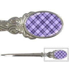 Pastel Purple And Steel Black Lines Pattern, Retro Tartan, Classic Plaid Letter Opener by Casemiro