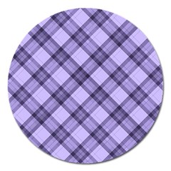 Pastel Purple And Steel Black Lines Pattern, Retro Tartan, Classic Plaid Magnet 5  (round) by Casemiro