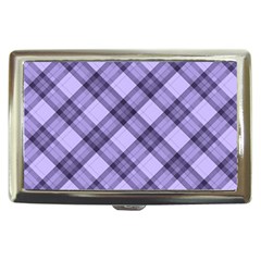 Pastel Purple And Steel Black Lines Pattern, Retro Tartan, Classic Plaid Cigarette Money Case by Casemiro