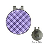 Pastel purple and steel black lines pattern, retro tartan, classic plaid Hat Clips with Golf Markers Front