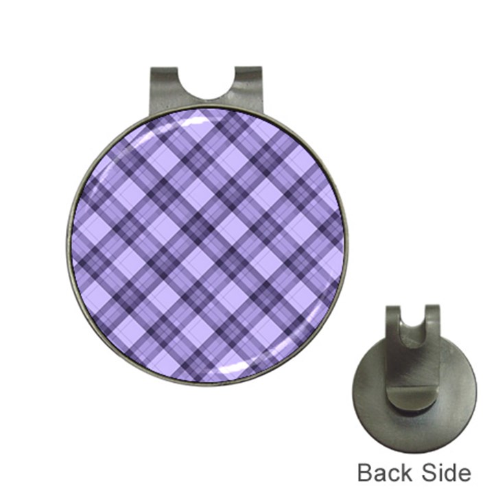 Pastel purple and steel black lines pattern, retro tartan, classic plaid Hat Clips with Golf Markers