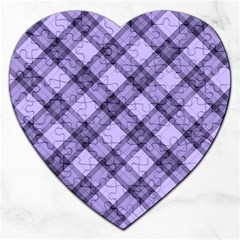 Pastel Purple And Steel Black Lines Pattern, Retro Tartan, Classic Plaid Jigsaw Puzzle (heart) by Casemiro