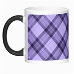 Pastel purple and steel black lines pattern, retro tartan, classic plaid Morph Mugs Left