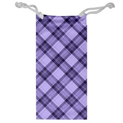 Pastel Purple And Steel Black Lines Pattern, Retro Tartan, Classic Plaid Jewelry Bag by Casemiro