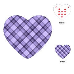 Pastel Purple And Steel Black Lines Pattern, Retro Tartan, Classic Plaid Playing Cards Single Design (heart) by Casemiro