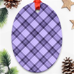 Pastel Purple And Steel Black Lines Pattern, Retro Tartan, Classic Plaid Oval Ornament (two Sides) by Casemiro