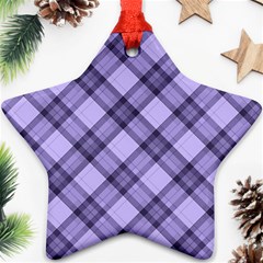 Pastel Purple And Steel Black Lines Pattern, Retro Tartan, Classic Plaid Star Ornament (two Sides) by Casemiro