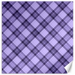 Pastel Purple And Steel Black Lines Pattern, Retro Tartan, Classic Plaid Canvas 16  X 16  by Casemiro