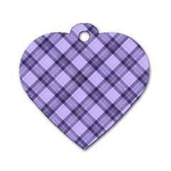 Pastel Purple And Steel Black Lines Pattern, Retro Tartan, Classic Plaid Dog Tag Heart (one Side) by Casemiro