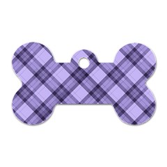 Pastel Purple And Steel Black Lines Pattern, Retro Tartan, Classic Plaid Dog Tag Bone (one Side) by Casemiro